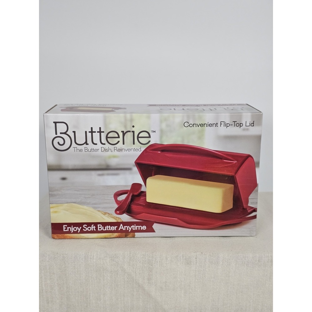 Butterie "The Butter Dish Reinvented" Flip Top Lid NIB